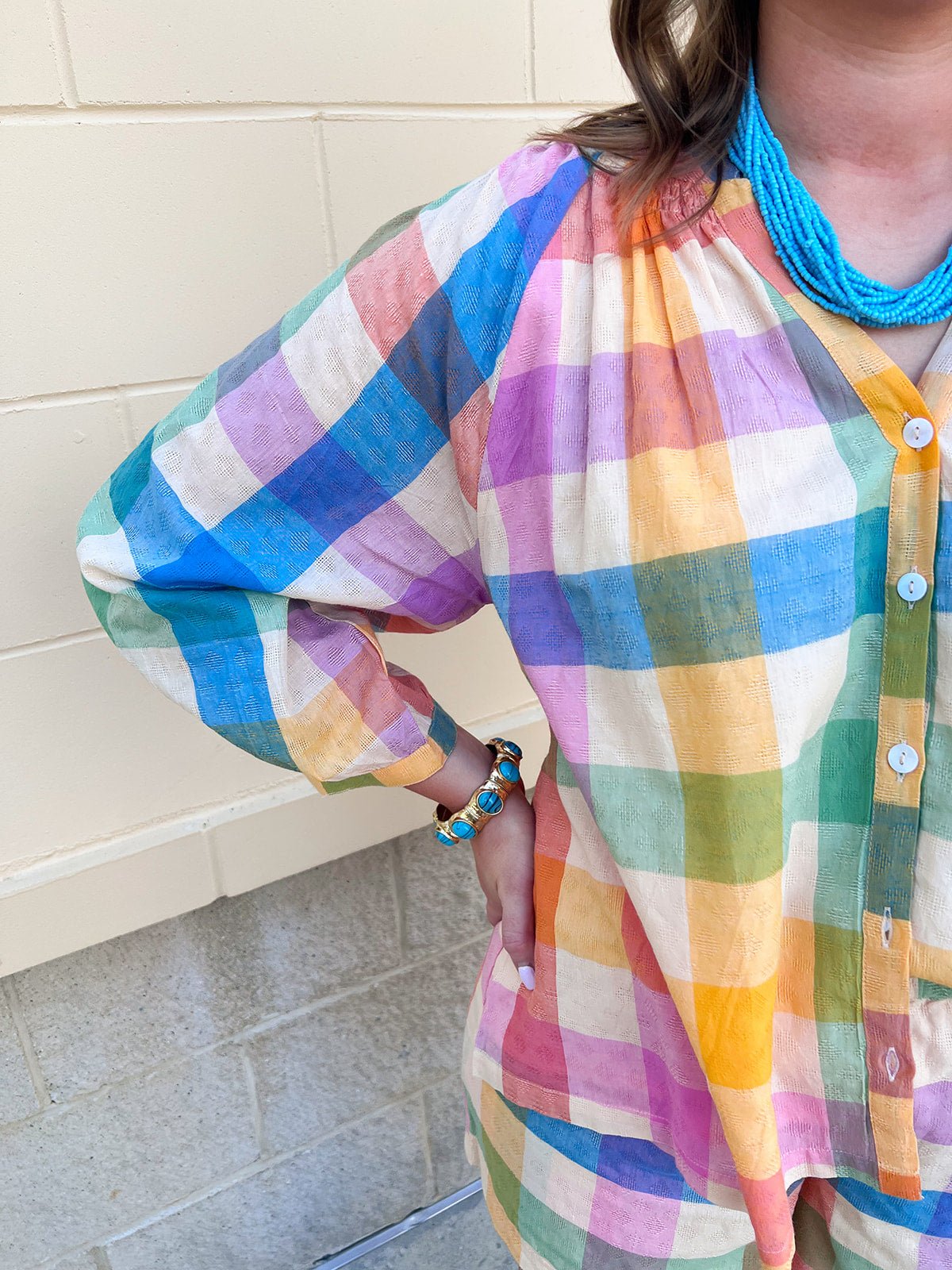 [Sunshine Tienda] Rainbow Plaid Lucia Top - The Pink Pineapple 850