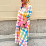 [Sunshine Tienda] Rainbow Plaid Oasis Dress - The Pink Pineapple 850