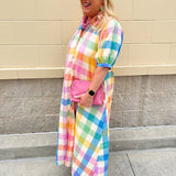 [Sunshine Tienda] Rainbow Plaid Oasis Dress - The Pink Pineapple 850