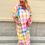 [Sunshine Tienda] Rainbow Plaid Oasis Dress - The Pink Pineapple 850