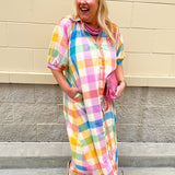 [Sunshine Tienda] Rainbow Plaid Oasis Dress - The Pink Pineapple 850
