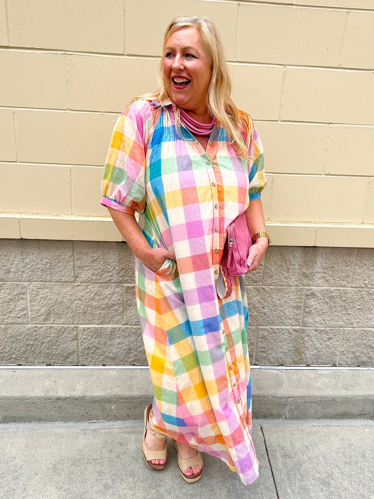 [Sunshine Tienda] Rainbow Plaid Oasis Dress - The Pink Pineapple 850