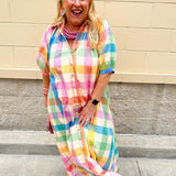 [Sunshine Tienda] Rainbow Plaid Oasis Dress - The Pink Pineapple 850