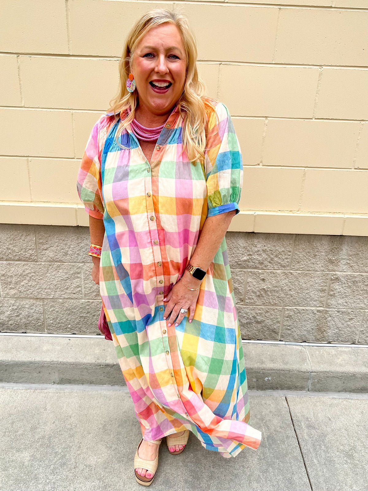 [Sunshine Tienda] Rainbow Plaid Oasis Dress - The Pink Pineapple 850