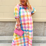 [Sunshine Tienda] Rainbow Plaid Oasis Dress - The Pink Pineapple 850