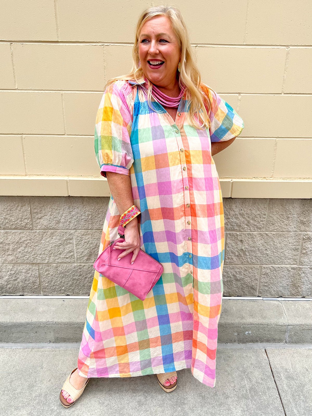 [Sunshine Tienda] Rainbow Plaid Oasis Dress - The Pink Pineapple 850