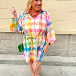 [Sunshine Tienda] Rainbow Plaid Pippa Dress - The Pink Pineapple 850