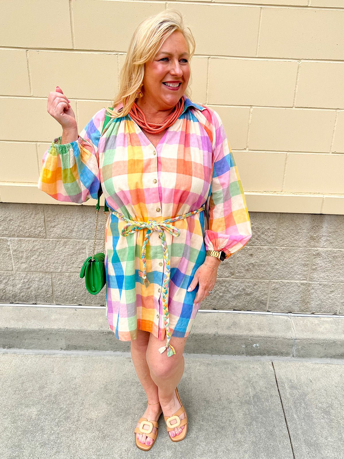 [Sunshine Tienda] Rainbow Plaid Pippa Dress - The Pink Pineapple 850