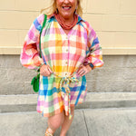 [Sunshine Tienda] Rainbow Plaid Pippa Dress - The Pink Pineapple 850