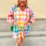[Sunshine Tienda] Rainbow Plaid Pippa Dress - The Pink Pineapple 850