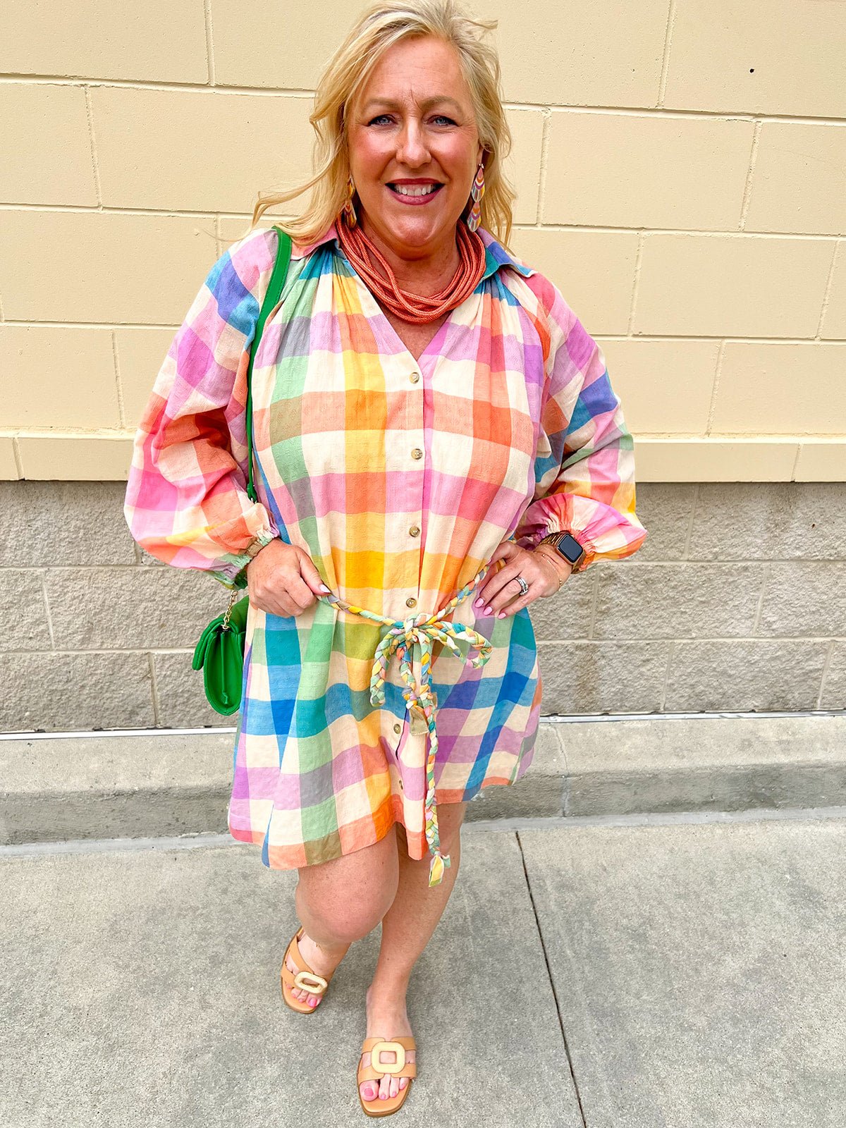 [Sunshine Tienda] Rainbow Plaid Pippa Dress - The Pink Pineapple 850