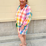 [Sunshine Tienda] Rainbow Plaid Pippa Dress - The Pink Pineapple 850