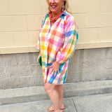 [Sunshine Tienda] Rainbow Plaid Pippa Dress - The Pink Pineapple 850