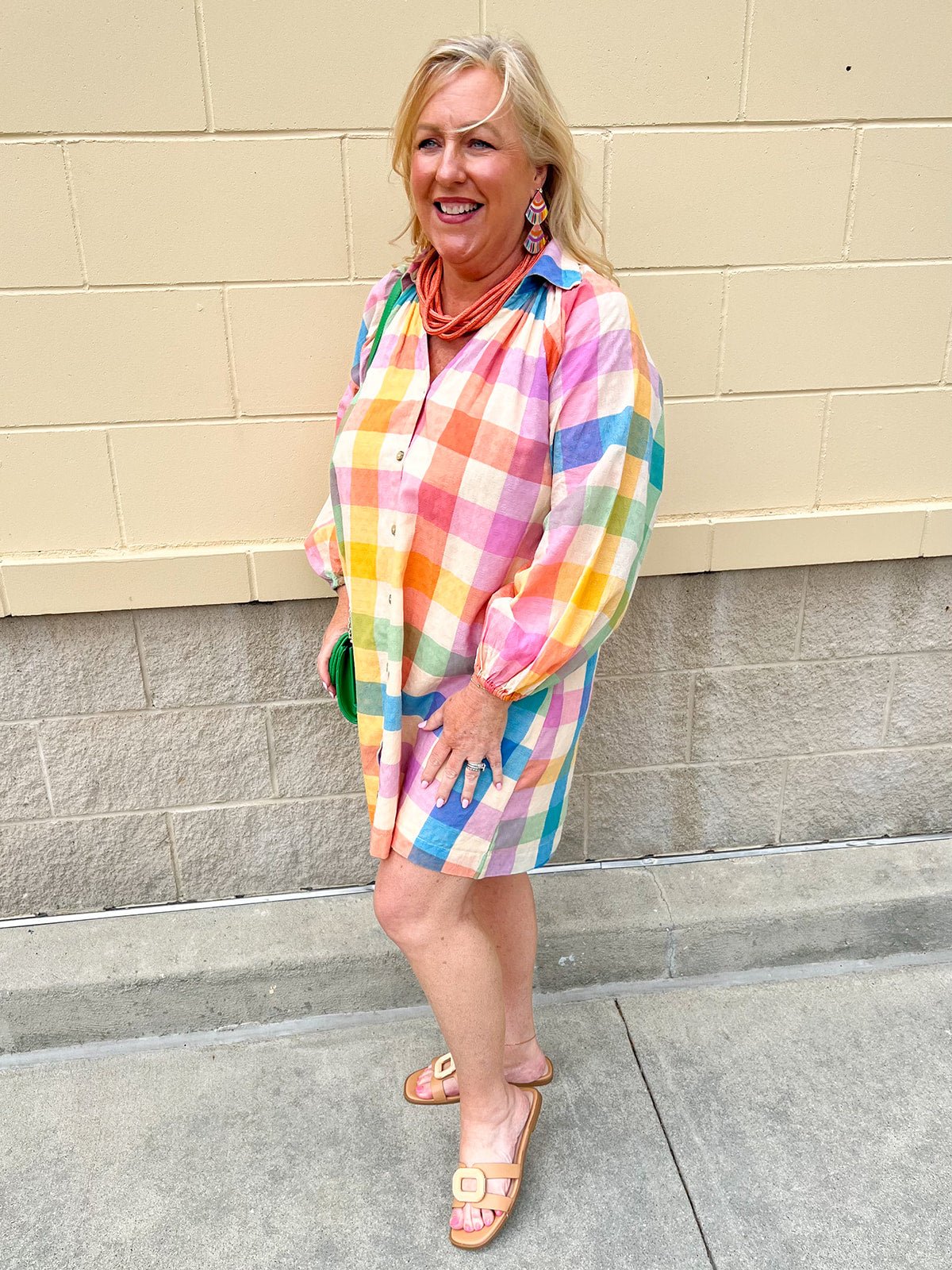 [Sunshine Tienda] Rainbow Plaid Pippa Dress - The Pink Pineapple 850