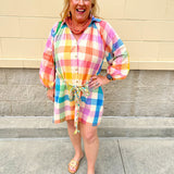 [Sunshine Tienda] Rainbow Plaid Pippa Dress - The Pink Pineapple 850