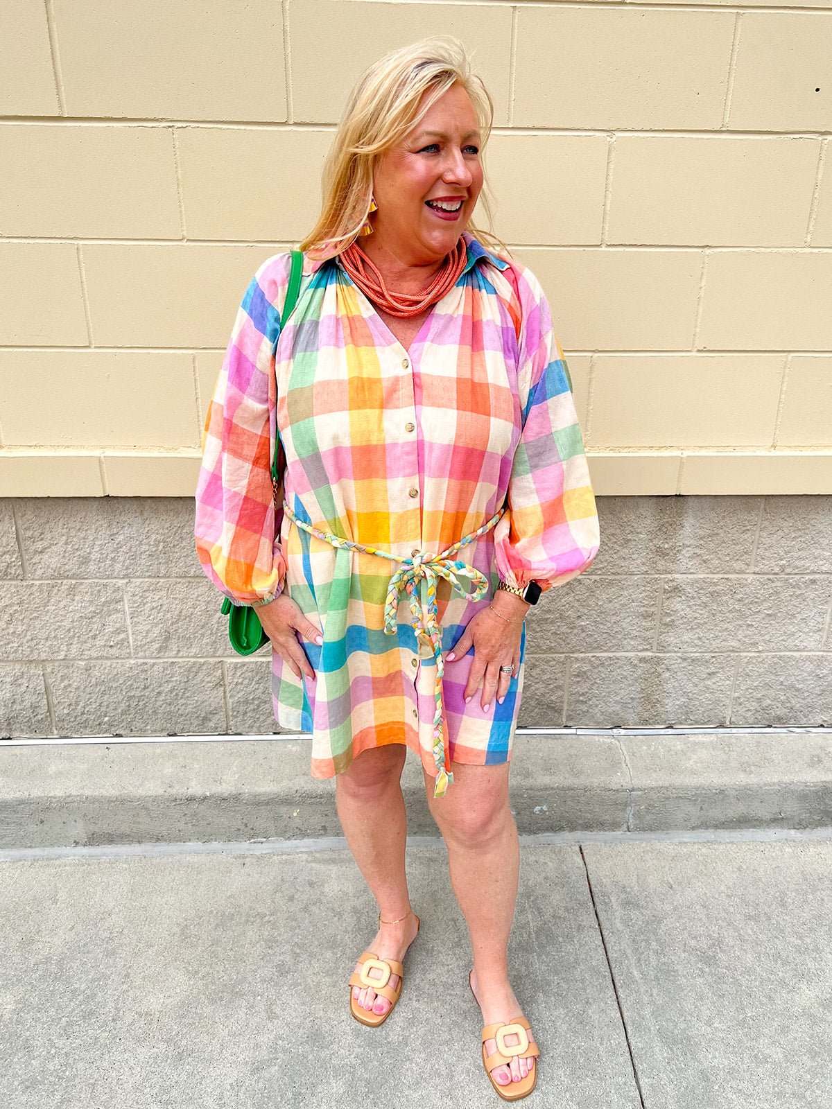 [Sunshine Tienda] Rainbow Plaid Pippa Dress - The Pink Pineapple 850