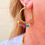 Sunstone Charm Hoop Earrings - The Pink Pineapple 850