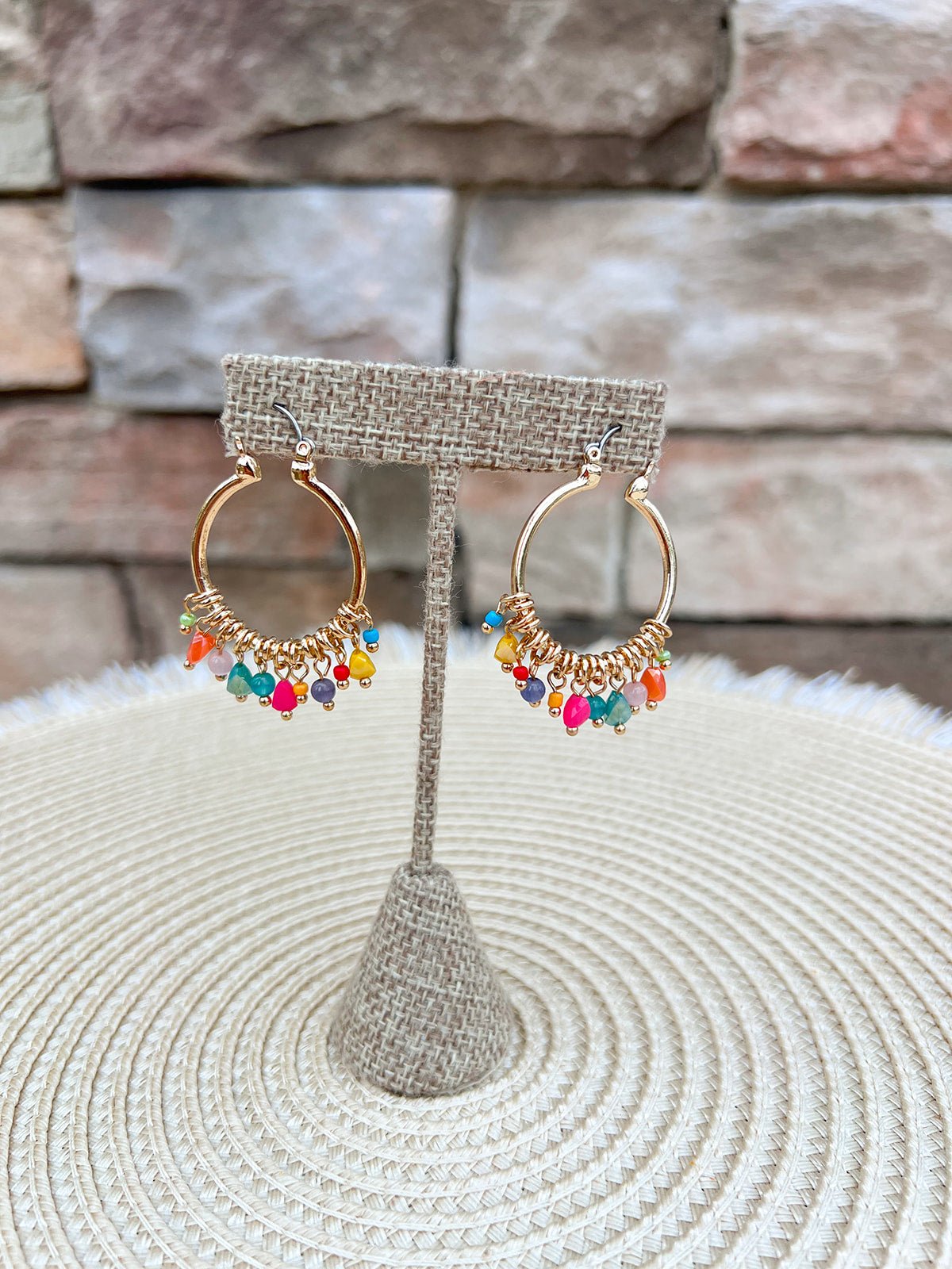Sunstone Charm Hoop Earrings - The Pink Pineapple 850