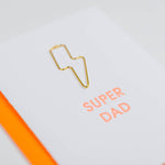 Super Dad - Lightning Bolt Letterpress Paper Clip Greeting Card - Father's Day - The Pink Pineapple 850
