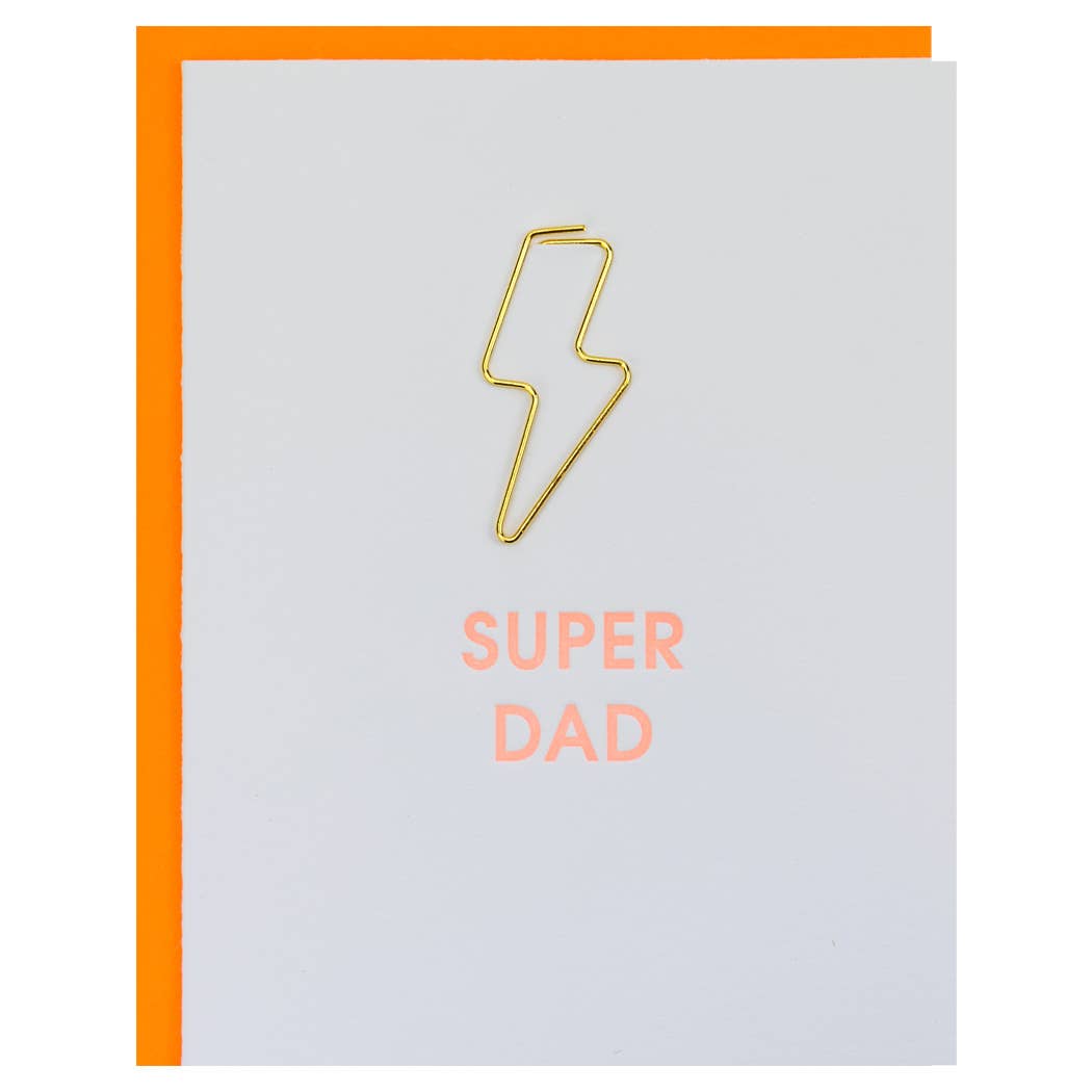 Super Dad - Lightning Bolt Letterpress Paper Clip Greeting Card - Father's Day - The Pink Pineapple 850