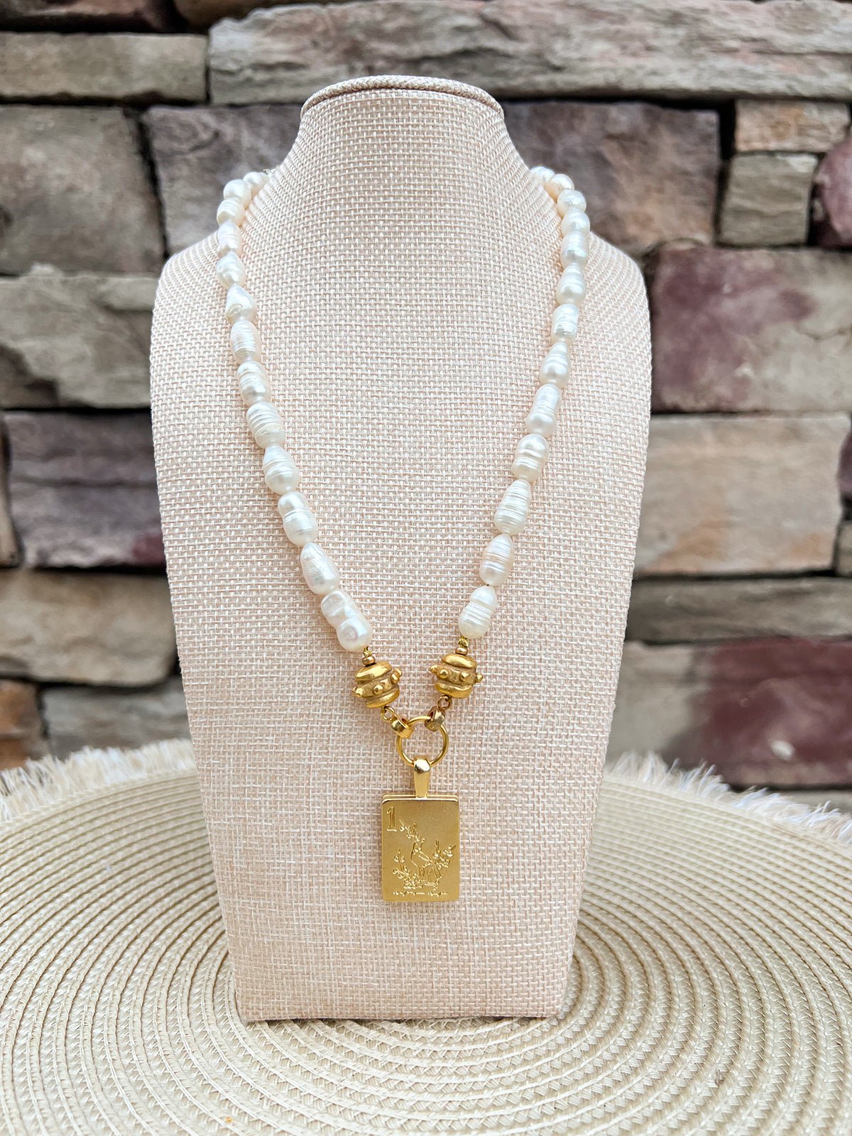 [Susan Shaw] Bird Bam Pearl Mahjong Necklace - The Pink Pineapple 850