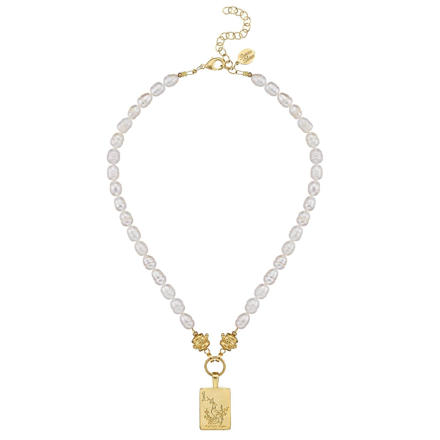 [Susan Shaw] Bird Bam Pearl Mahjong Necklace - The Pink Pineapple 850