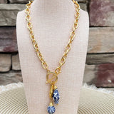 [Susan Shaw] Ginger Jar & Porcelain Ball Toggle Mahjong Necklace - The Pink Pineapple 850