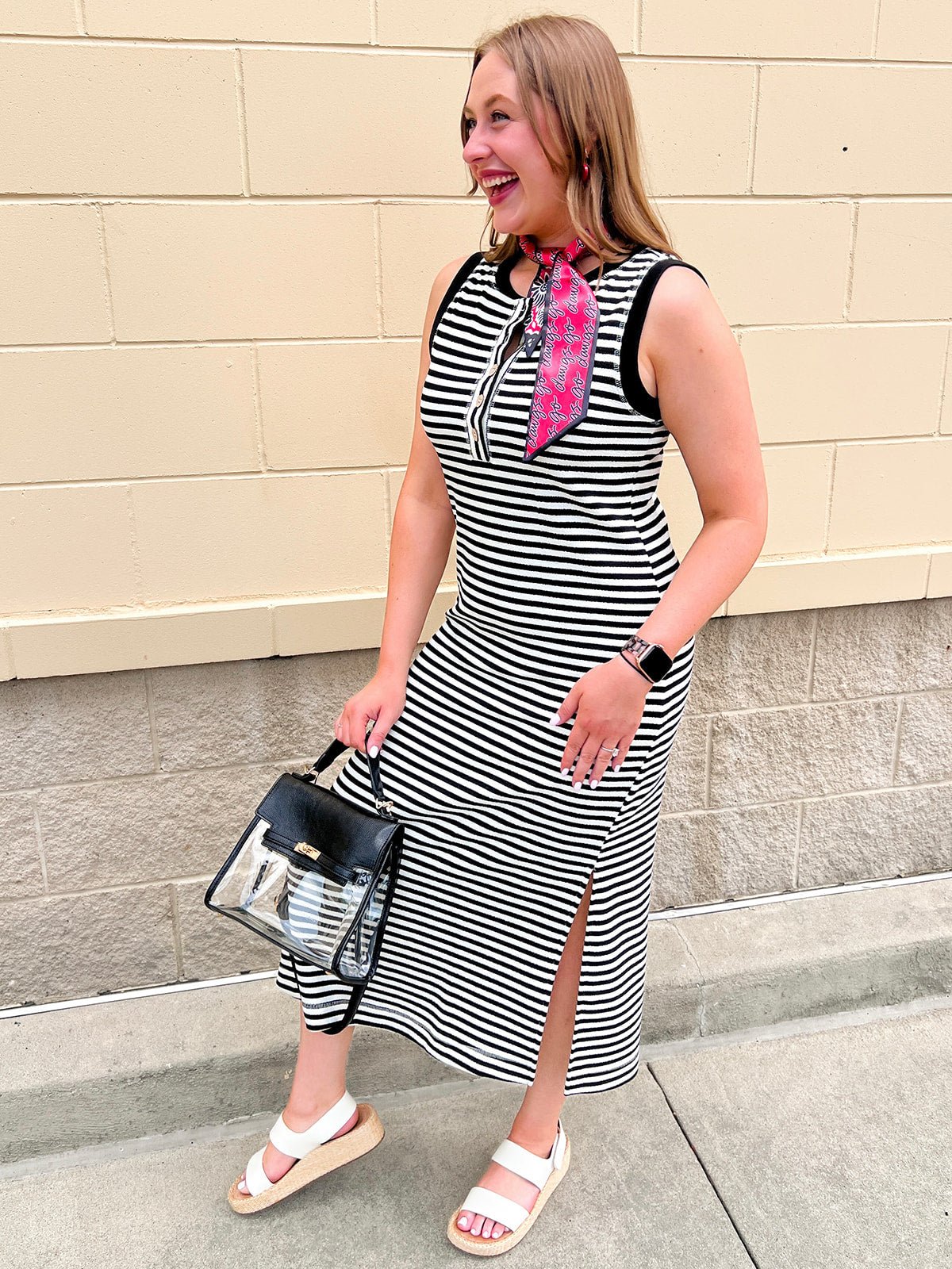 Sutton Stripe Midi Dress - The Pink Pineapple 850