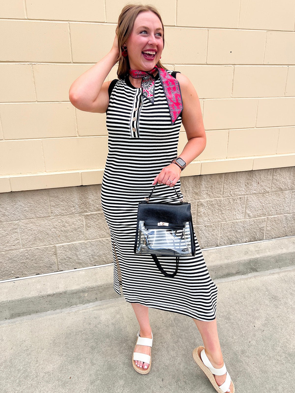 Sutton Stripe Midi Dress - The Pink Pineapple 850