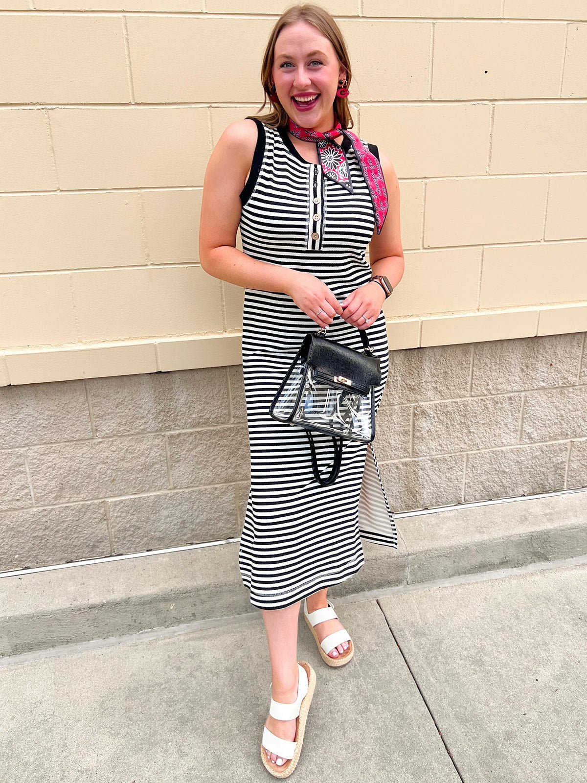 Sutton Stripe Midi Dress - The Pink Pineapple 850