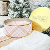 Sweet Grace Plaid Collection Candle - Pink 3 Wick Tin Candle - The Pink Pineapple 850