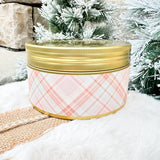 Sweet Grace Plaid Collection Candle - Pink 3 Wick Tin Candle - The Pink Pineapple 850
