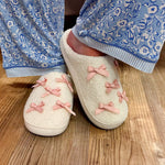 Sweet Ribbon Sherpa House Slippers in White - The Pink Pineapple 850