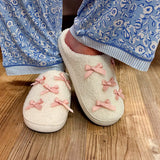 Sweet Ribbon Sherpa House Slippers in White - The Pink Pineapple 850