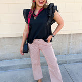 Sweet Stitch Ruffle Sleeve Woven Top in Black - The Pink Pineapple 850