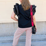 Sweet Stitch Ruffle Sleeve Woven Top in Black - The Pink Pineapple 850