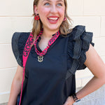 Sweet Stitch Ruffle Sleeve Woven Top in Black - The Pink Pineapple 850