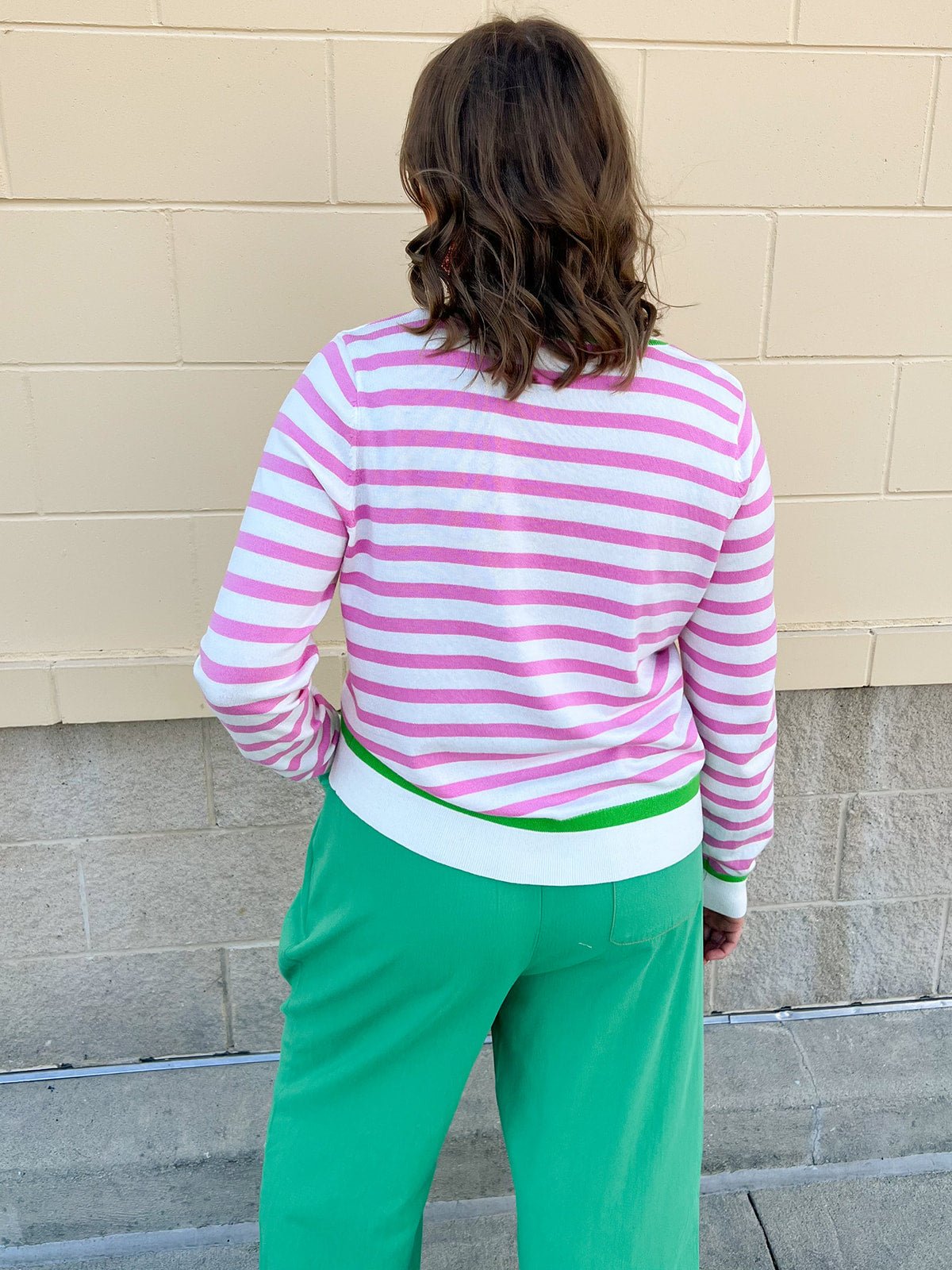 Sweet Stripe Button Down Sweater - The Pink Pineapple 850