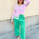 Sweet Stripe Button Down Sweater - The Pink Pineapple 850