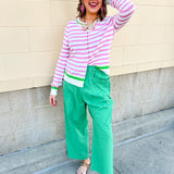 Sweet Stripe Button Down Sweater - The Pink Pineapple 850