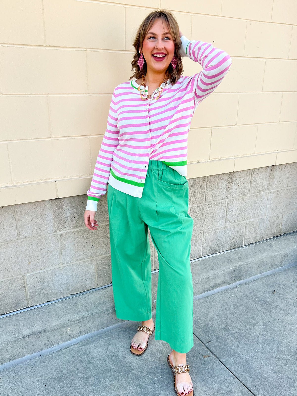 Sweet Stripe Button Down Sweater - The Pink Pineapple 850