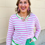 Sweet Stripe Button Down Sweater - The Pink Pineapple 850