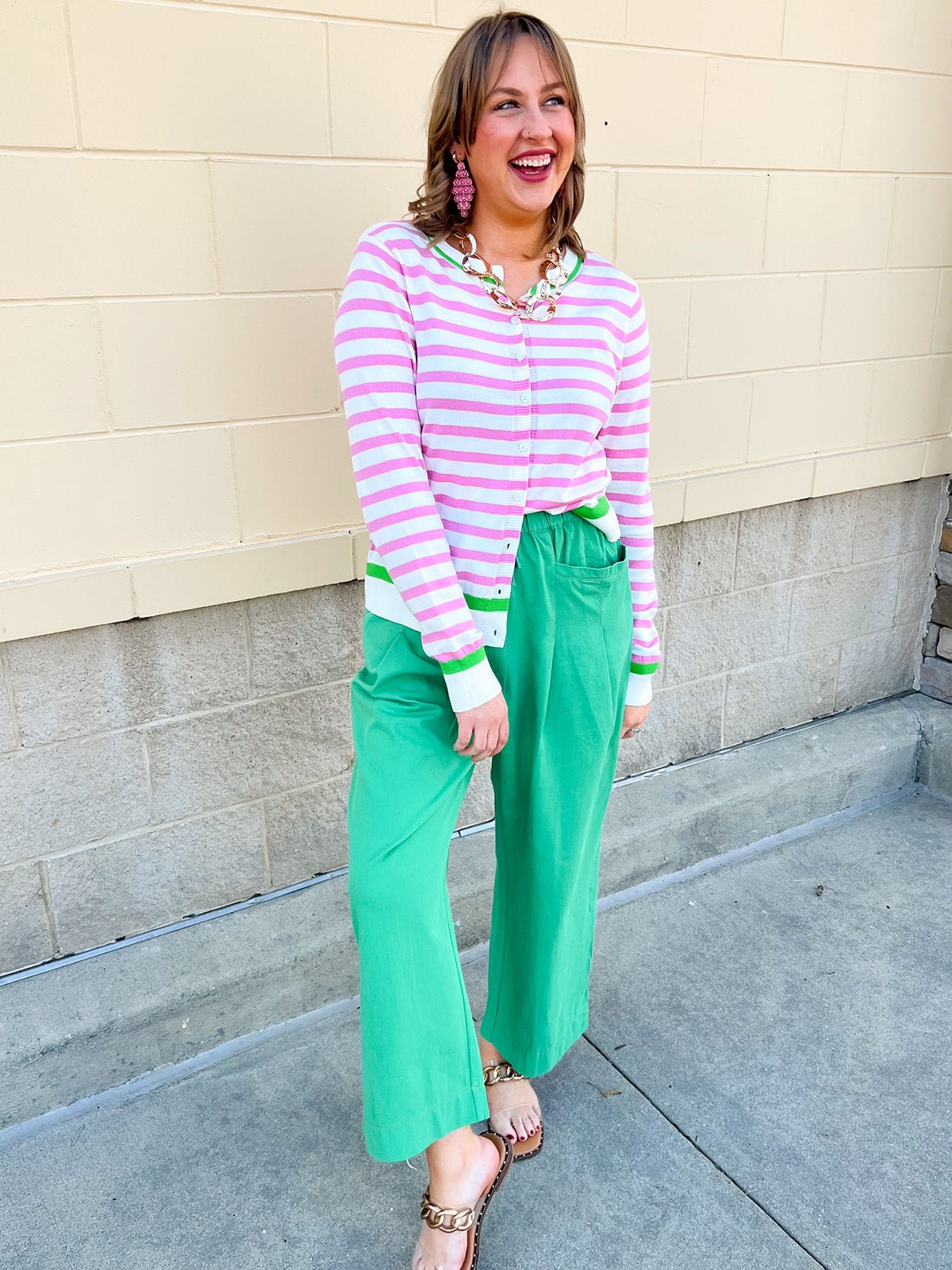 Sweet Stripe Button Down Sweater - The Pink Pineapple 850