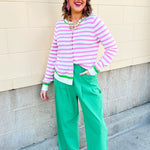 Sweet Stripe Button Down Sweater - The Pink Pineapple 850