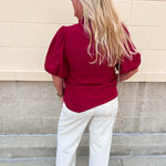 Sweetheart Smocked Ruffle Top in Garnet - The Pink Pineapple 850