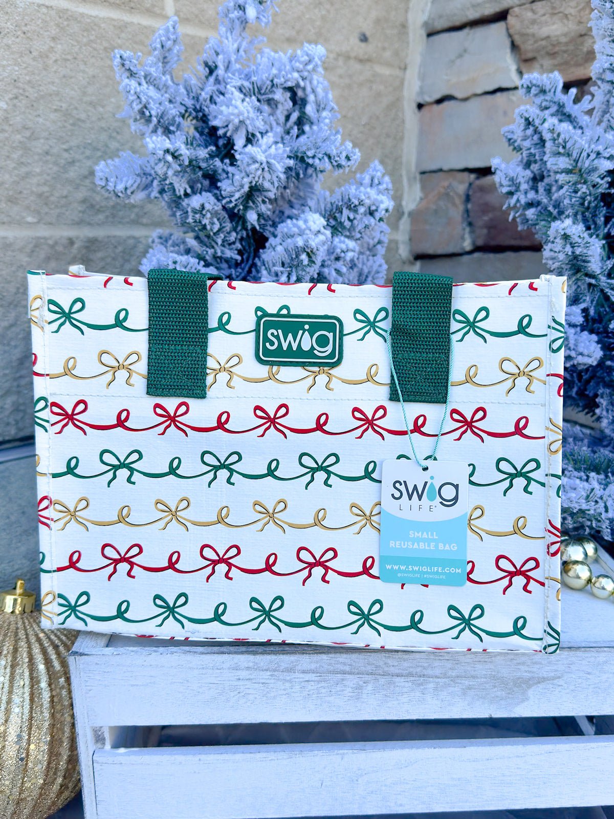 [Swig] Christmas Bows Reusable Gift Bag - The Pink Pineapple 850