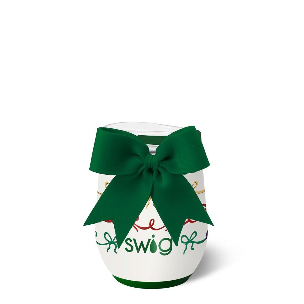 [Swig] Christmas Bows Stemless Wine Cup 12oz - The Pink Pineapple 850