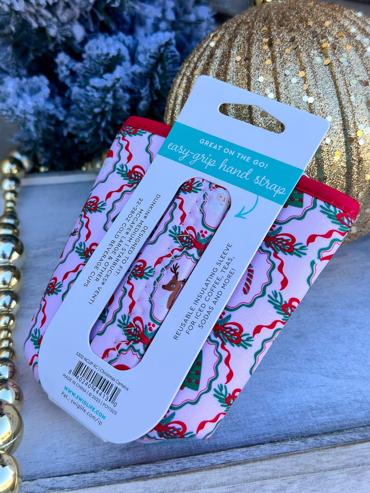 [Swig] Christmas Cameos Iced Cup Coolie (Medium) - The Pink Pineapple 850