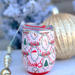 [Swig] Christmas Cameos Stemless Wine Cup 12oz - The Pink Pineapple 850