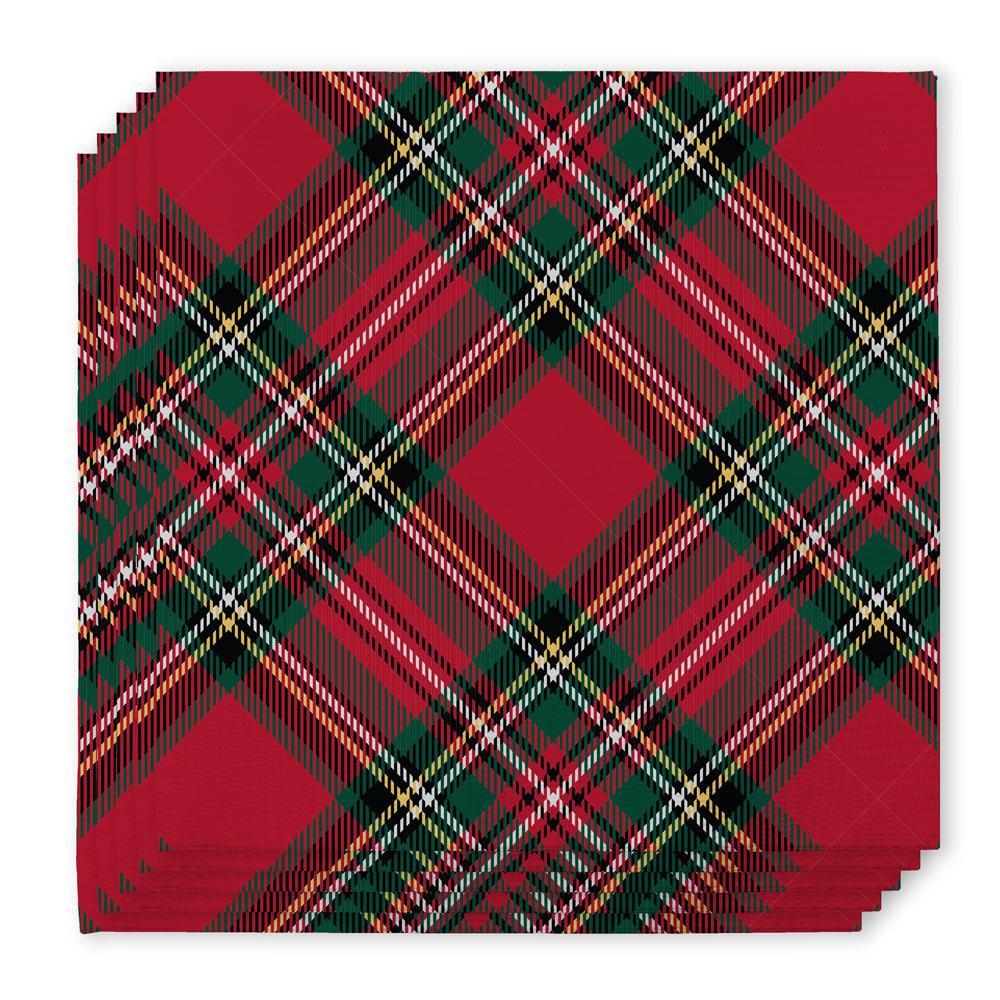 [Swig] Christmas Plaid Cocktail Napkins - The Pink Pineapple 850
